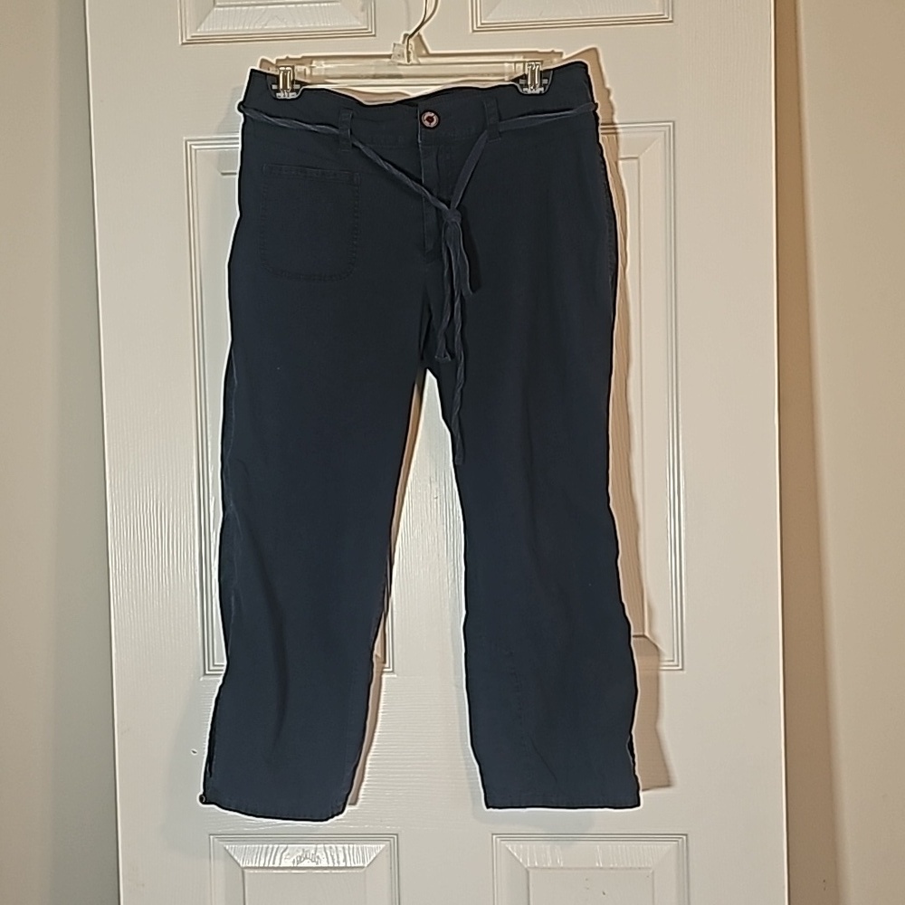 Workers For Freedom Blue Scrub Style Stretch Cotton Capri Pants Size 8
